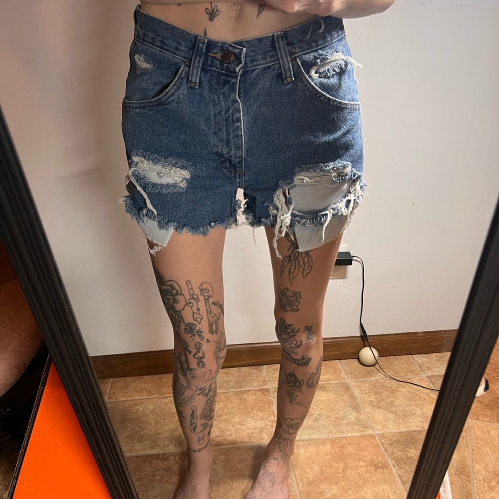Rustler Blue Distressed Jean Shorts